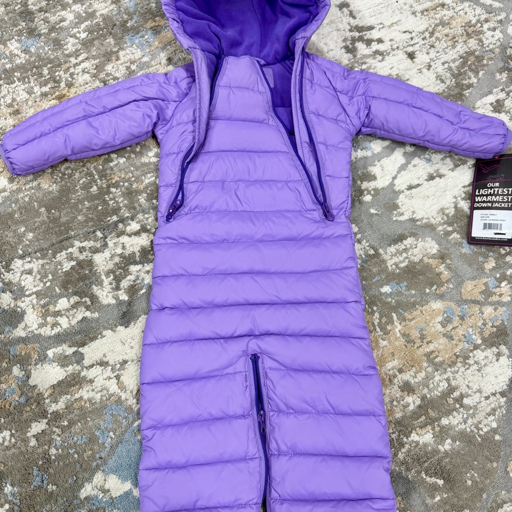 NWT - Hawke & Co Baby Snowsuit Purple Hooded (0-3M)